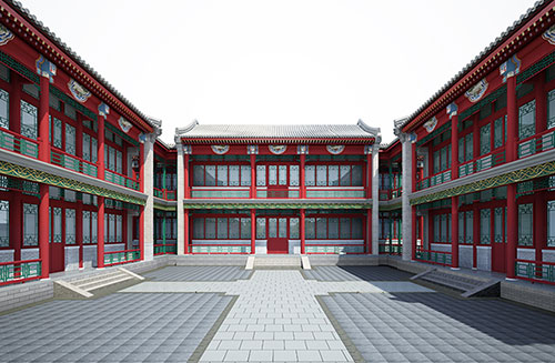 三水北京四合院设计古建筑鸟瞰图展示