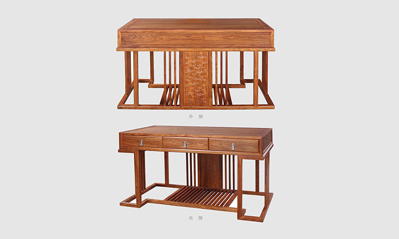 三水 别墅中式家居书房装修实木书桌效果图