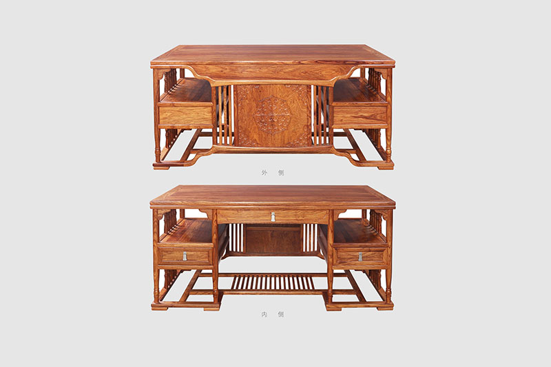 三水中式家居装饰书房桌椅组合家具效果图